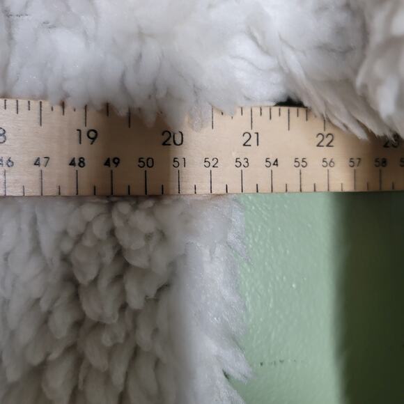 Tommy Hilfiger Faux Fur Jacket Fleece Small Cream Full Zip Logo Pockets - Picture 7 of 8